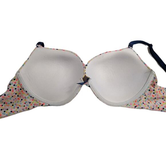Victoria's Secret Polka Dot Navy Push Up Bra Pigeonnant Padded Size 34DD - Picture 3 of 7
